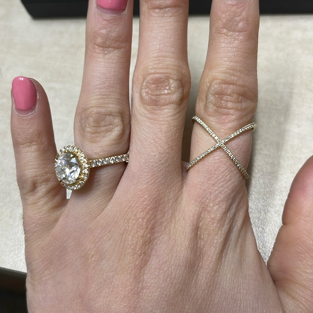 14k diamond X ring